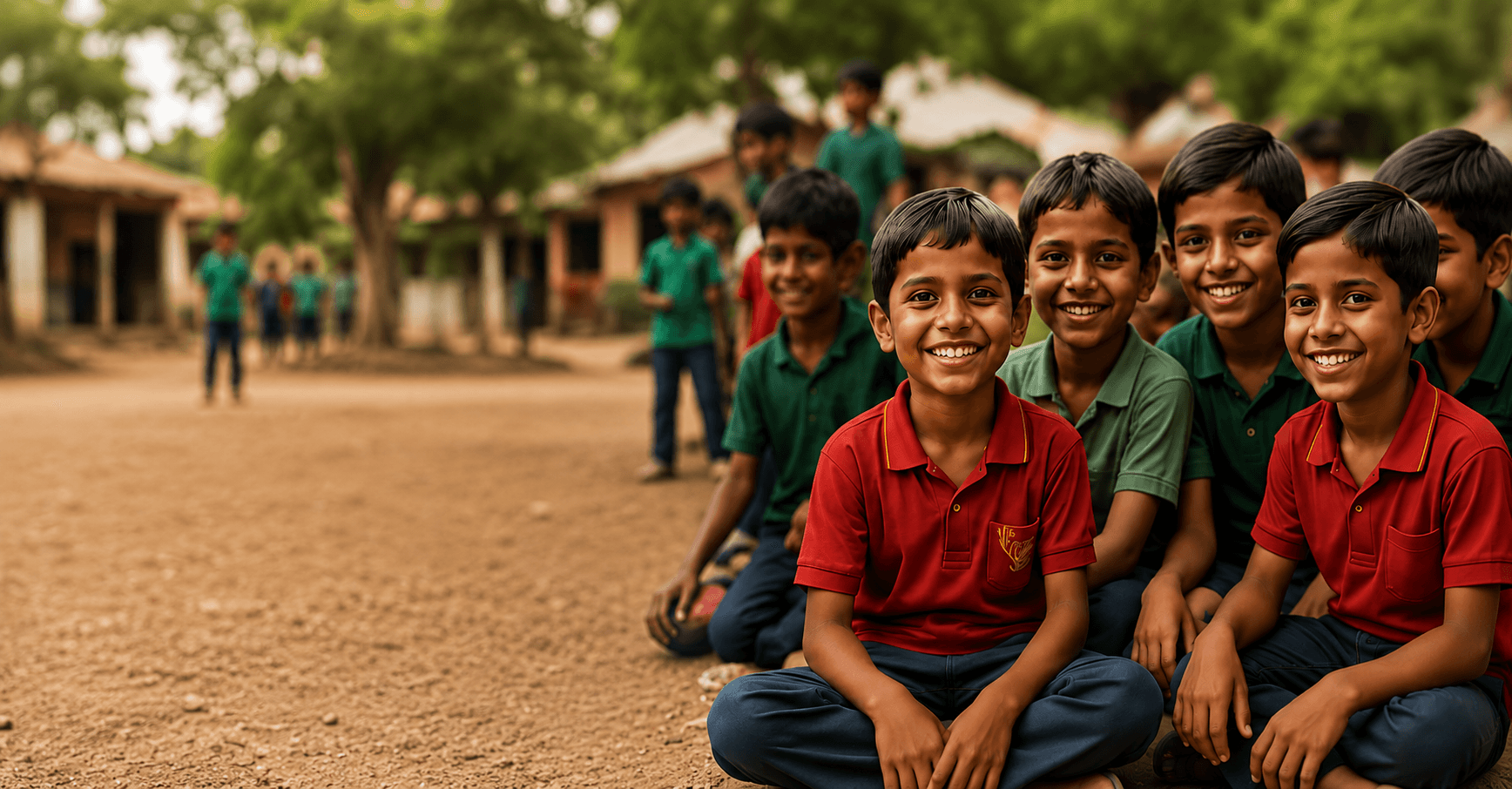Smiling children in school uniforms